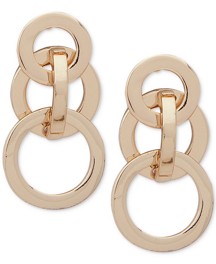 Anne Klein GoldTone Interlocking Circles Drop Earrings Macy's