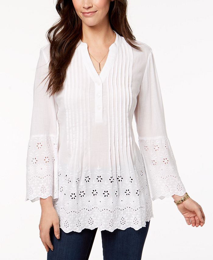 Style & Co Cotton Eyelet Shirt, Created for Macy's Macy's
