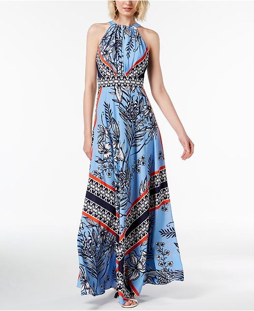Inc International Concepts I N C Petite Printed Halter Maxi Dress