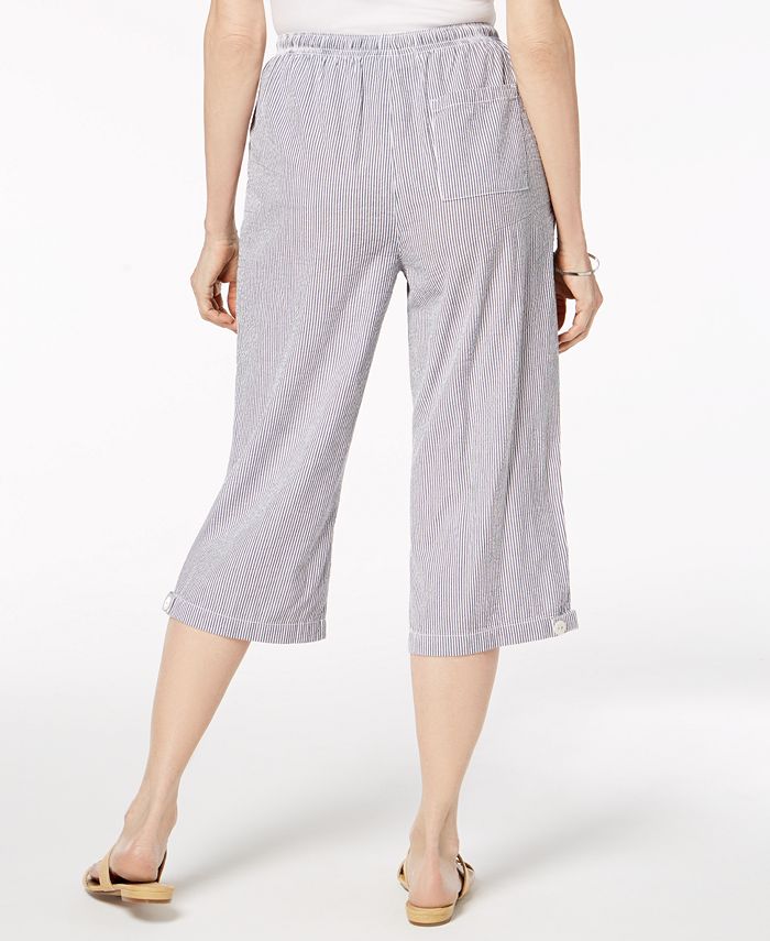 Karen Scott Cotton Seersucker Cropped Pants, Created for Macy's - Macy's