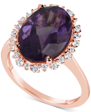 image of Amethyst (5-1/2 ct. t.w.) & Diamond (1/4 ct. t.w.) Ring in 14k Rose Gold