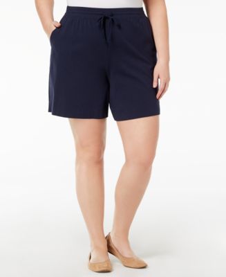 Karen Scott Plus Size Drawstring Skimmer Shorts, Created For Macy's In  Bright White