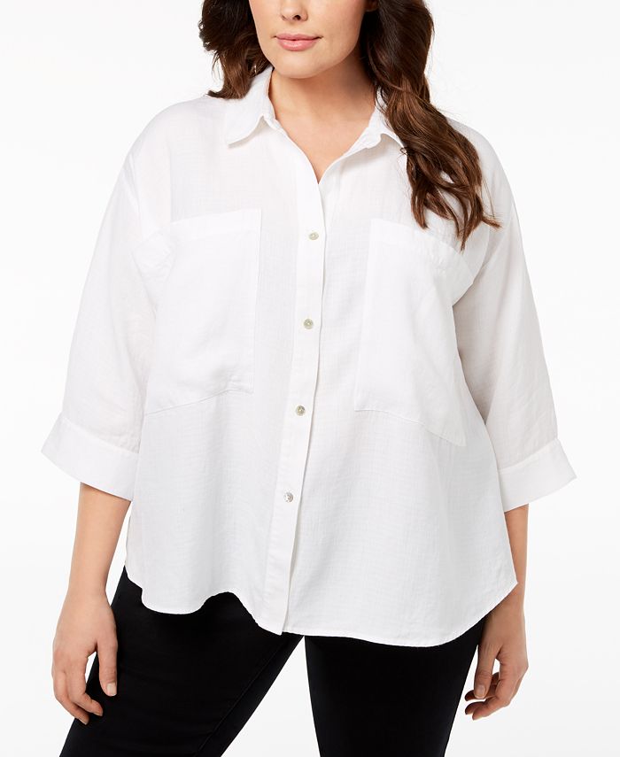 Eileen Fisher Plus Size Tencel Blouse Macy s