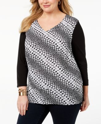 Michael Kors - Plus Size Printed-Front Top