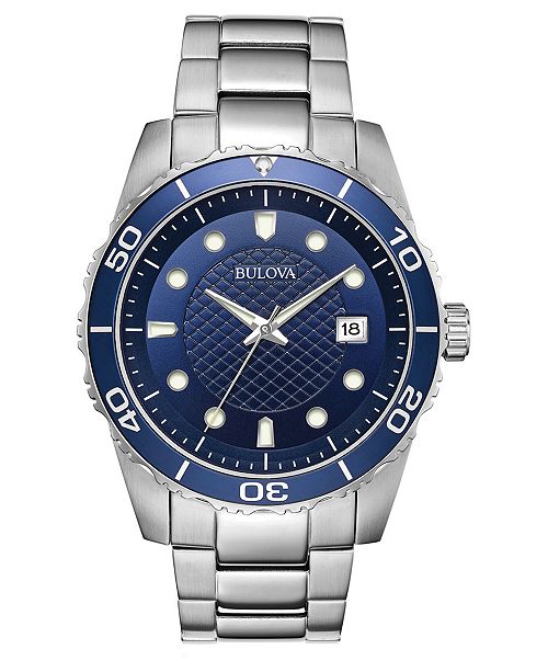 Bulova Men's Sport Stainless Steel Bracelet Watch 43mm, Created for