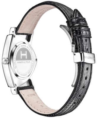 Watch, Men's Swiss Ventura Black Leather Strap 32.3 x 50.3 mm H24411732