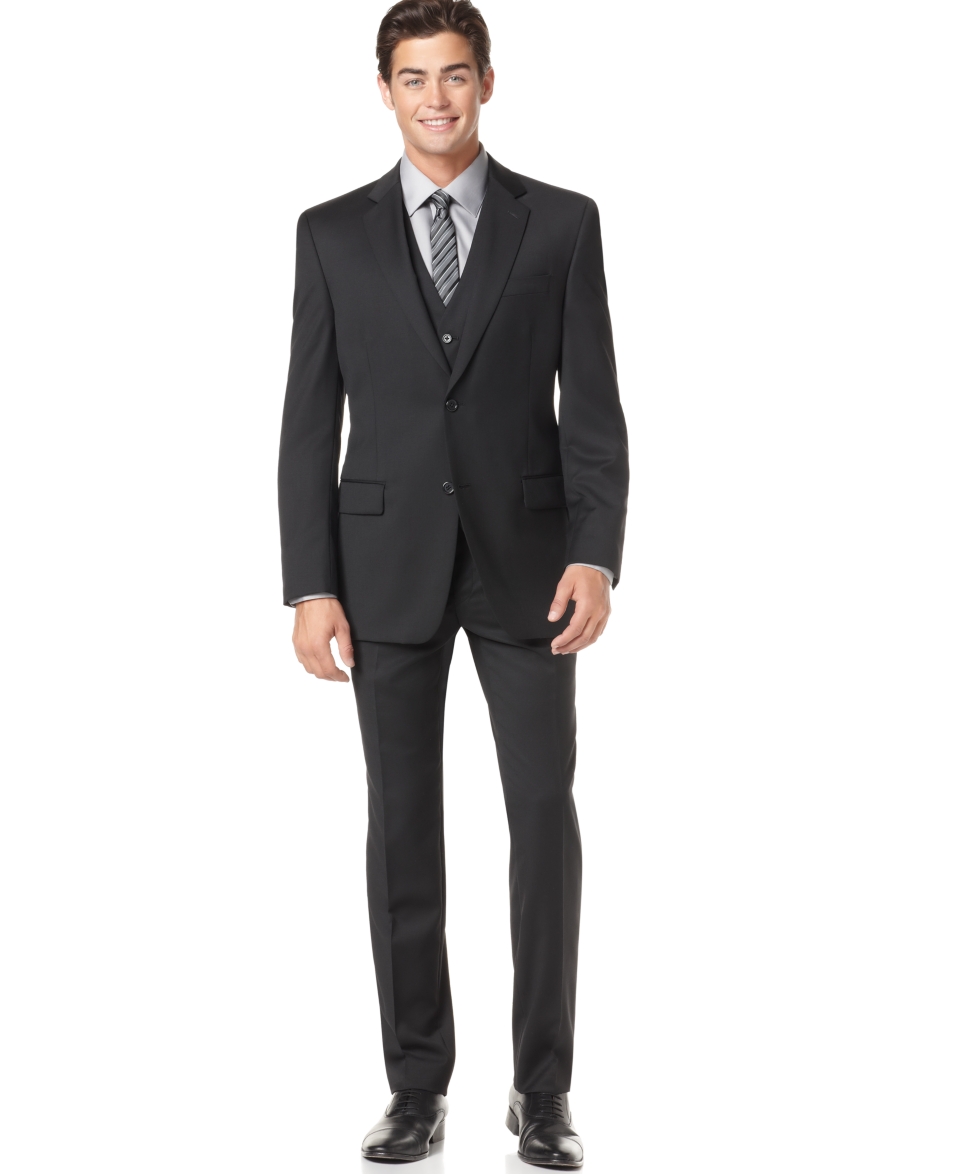 Alfani Solid Black Slim Fit Suit Separates   Suits & Suit Separates