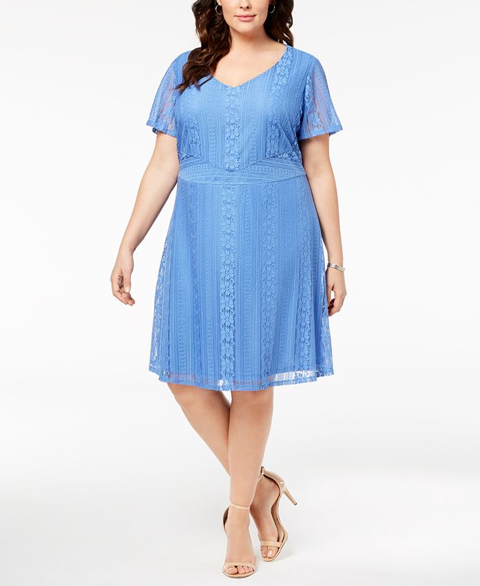 NY Collection Plus Size Lace Fit & Flare Dress - Macy's