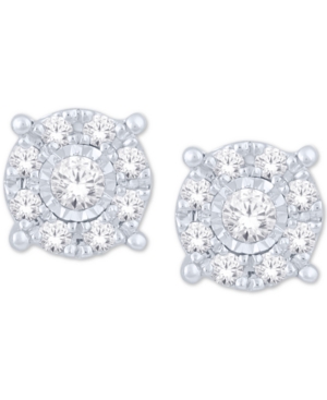 image of Diamond Halo Cluster Stud Earrings (1/5 ct. t.w.) in 10k White Gold