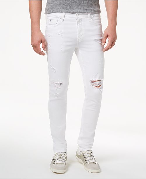GUESS Men's White Stretch Skinny Fit Jeans - Jeans - Men - Macy's