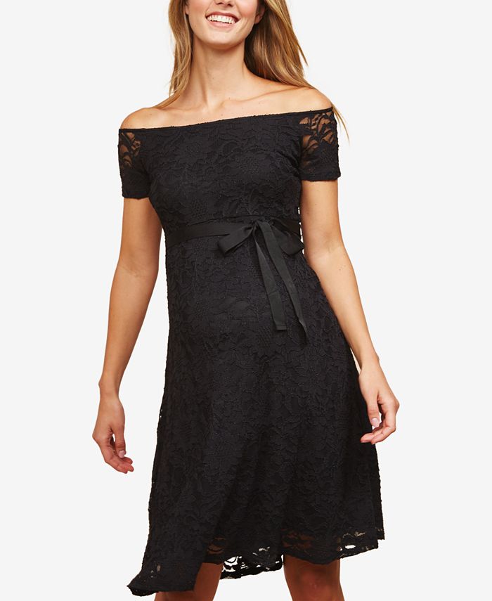 Maternity Solid Lace Off Shoulder Dress Wedding Dress Maternity Solid Lace  Off Shoulder Dress Momyknows