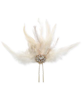 Jewel Badgley Mischka - Gold-Tone Crystal & Feather Hair Comb