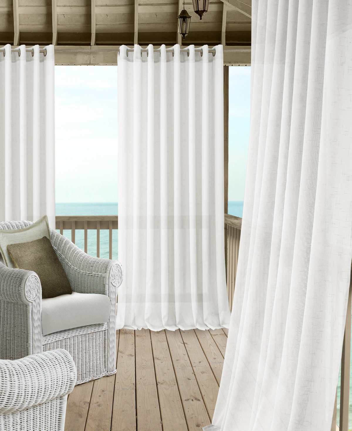 Elrene Carmen Sheer 114" X 108" Extra-wide Indoor/outdoor Grommet Curtain Panel With Tieback In White