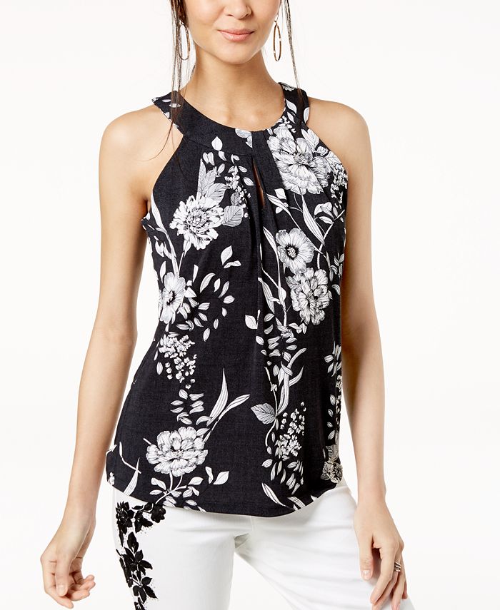 INC International Concepts I.N.C. Floral Halter Top, Created for Macy's ...