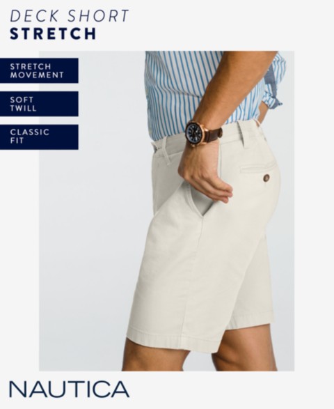 Мужские Nautica Classic-Fit 8.5” Stretch Chino Flat-Front Deck Short