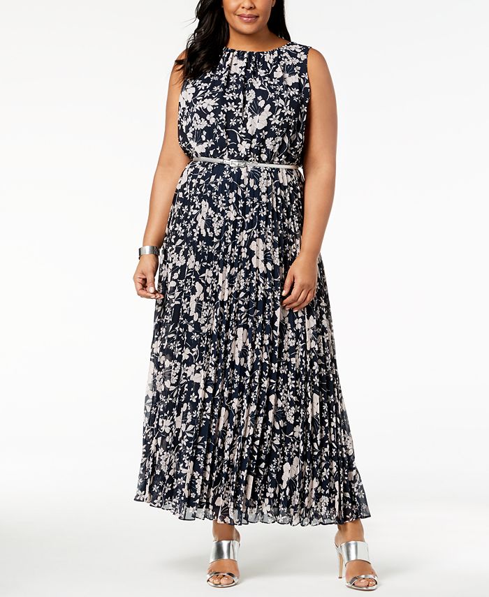 Jessica Howard Plus Size Pleated Maxi Dress - Macy's
