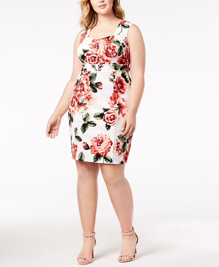 Love Squared Trendy Plus Size Printed Sweetheart Dress - Macy's