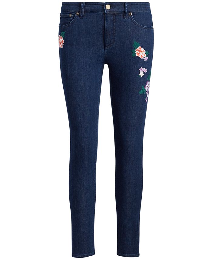 Lauren Ralph Lauren Premier Skinny Crop Embroidered Jeans - Macy's