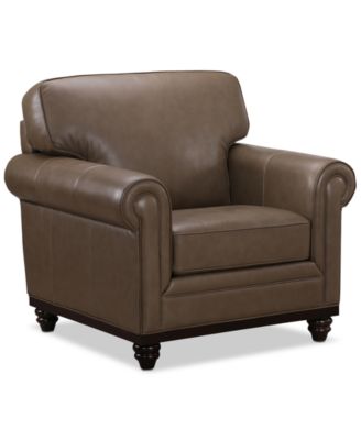 Martha Stewart Collection - Leather Living Room Chair, Bradyn 39"W x 38"D x 38"H