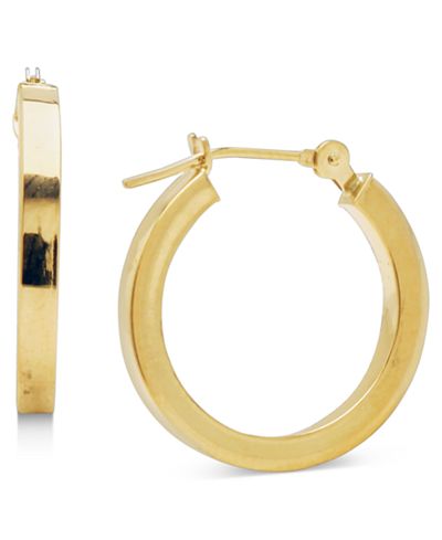 14k Gold Earrings, Polished Square Hoops - Earrings - Jewelry & Watches - Macy's