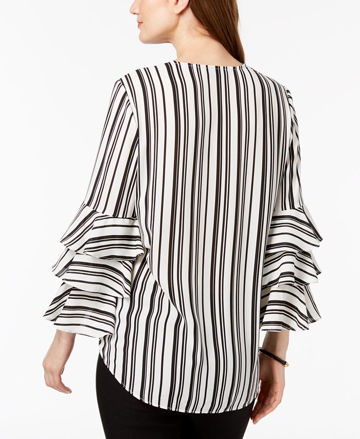 Alfani Striped Tiered-Sleeve Top, Created for Macy's - Macy's