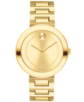 Movado Women's Swiss BOLD Gold-Tone Stainless Steel Bracelet Watch 34mm ...