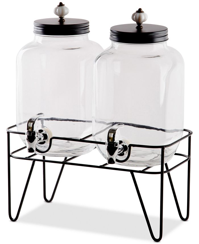 Home Essentials 1Gallon Twin Beverage Dispenser with Ceramic Knobs