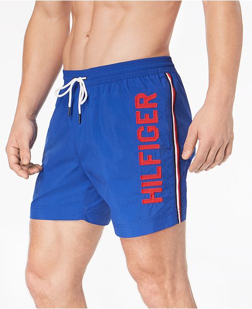 Tommy Hilfiger Men's Blue Water 5" Swim Trunks, Created for Macy's & Reviews Swimwear Men