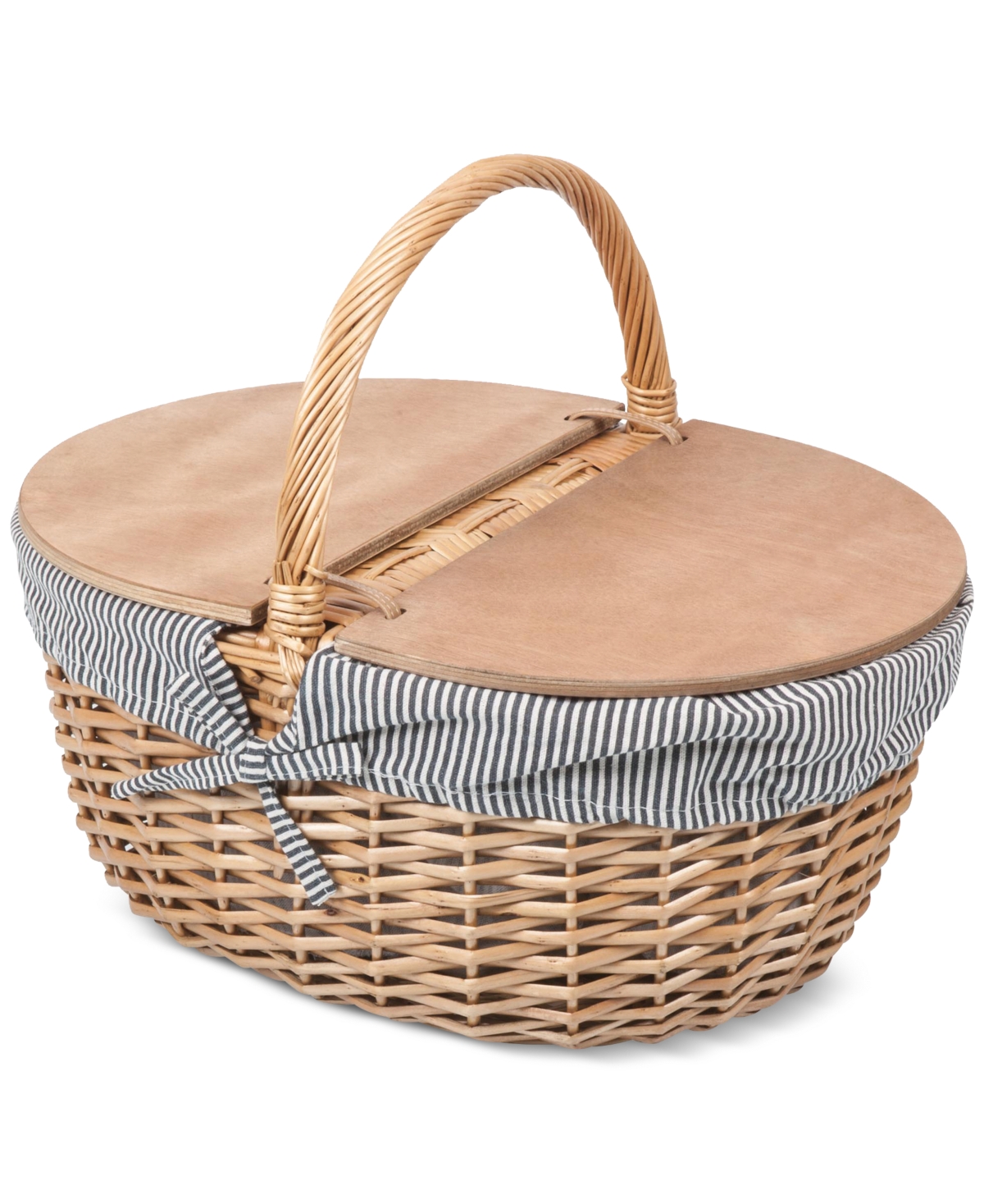 PICNIC TIME COUNTRY NAVY & WHITE STRIPED PICNIC BASKET