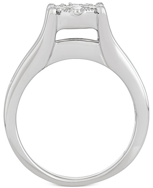 Macy's Diamond Engagement Ring and Wedding Band Bridal Set in 14k White