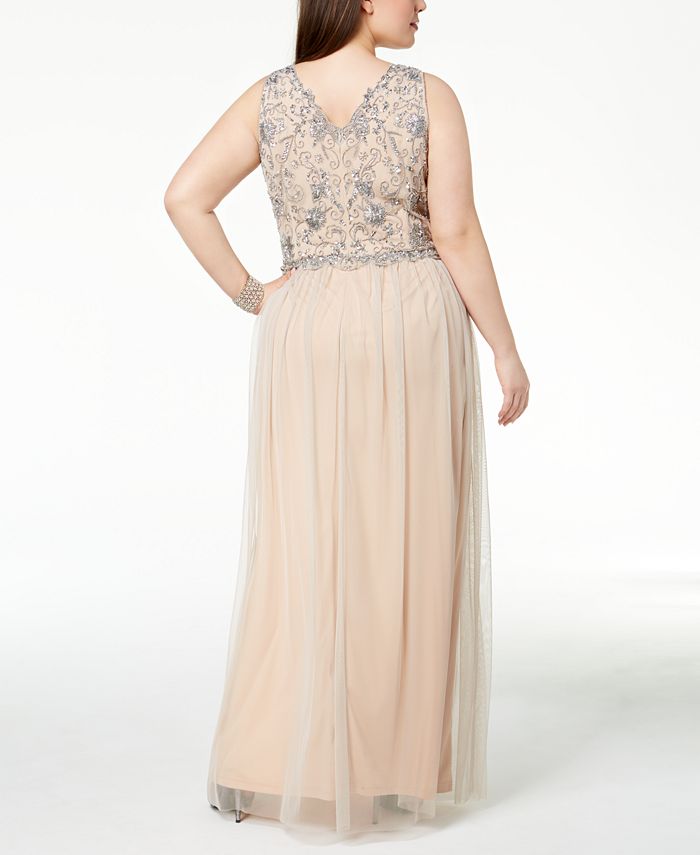 Adrianna Papell Plus Size Beaded A-Line Gown - Macy's