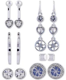 Silver-Tone 6-Pc. Set Crystal Earrings 