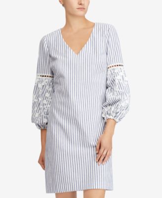 Lauren Ralph Lauren - Embroidered Striped Cotton Dress