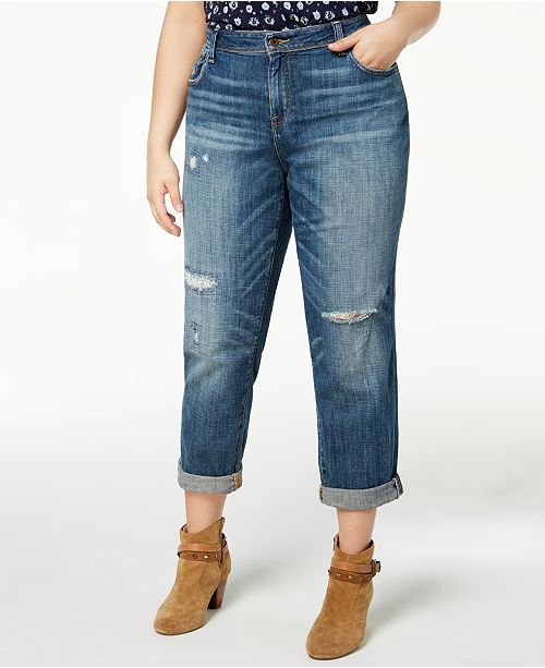 Lucky Brand Trendy Plus Size Reese Boyfriend Jeans & Reviews - Jeans ...