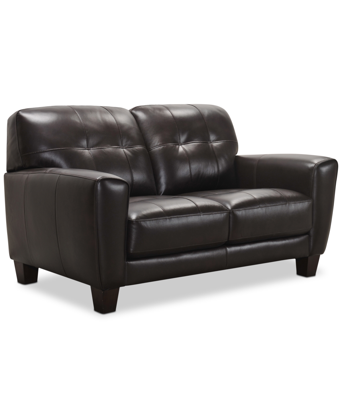 Kaleb 61" Tufted Leather Loveseat, Created for Macy's - Ranch Brown