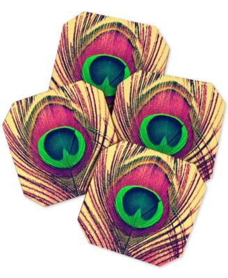 Deny Designs - Shannon Clark Peacock Coaster Set