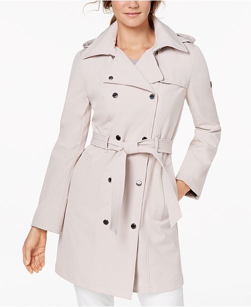 Calvin Klein Petite Belted Softshell Trench Coat - Coats - Women - Macy's