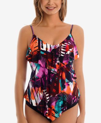 Magicsuit - Rita Cypress Printed Tiered Tummy-Control Tankini Top