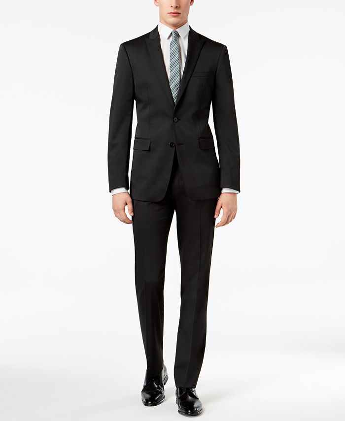 Calvin Klein Men's SlimFit Infinite Stretch Black Solid PeakLapel