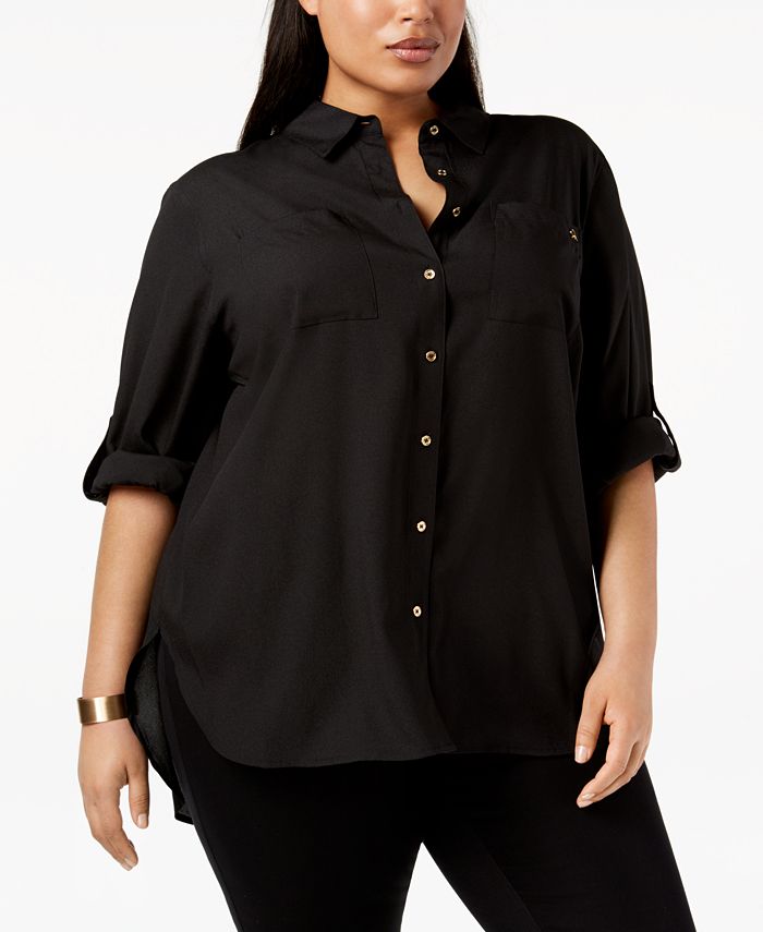 Calvin Klein Plus Size Classic Tunic Shirt - Macy's