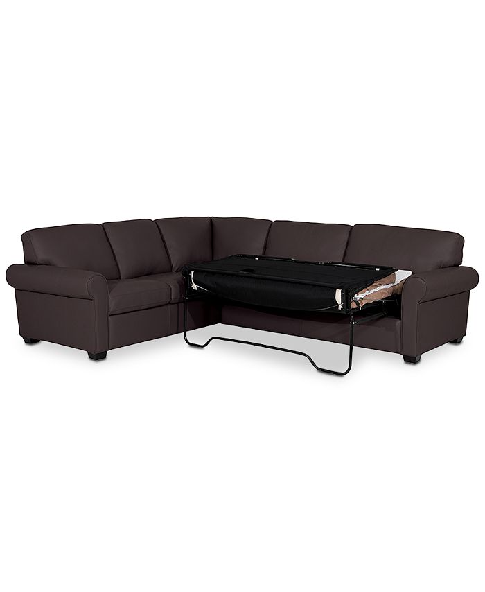 Furniture Orid 2Pc. Leather "L"Shaped Full Sleeper Sectional Sofa