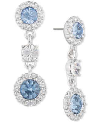 Givenchy - Silver-Tone Clear & Colored Crystal Triple Drop Earrings