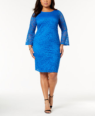 Alfani Plus Size Lace Bell-Sleeve Sheath Dress, Created for Macy's - Macy's