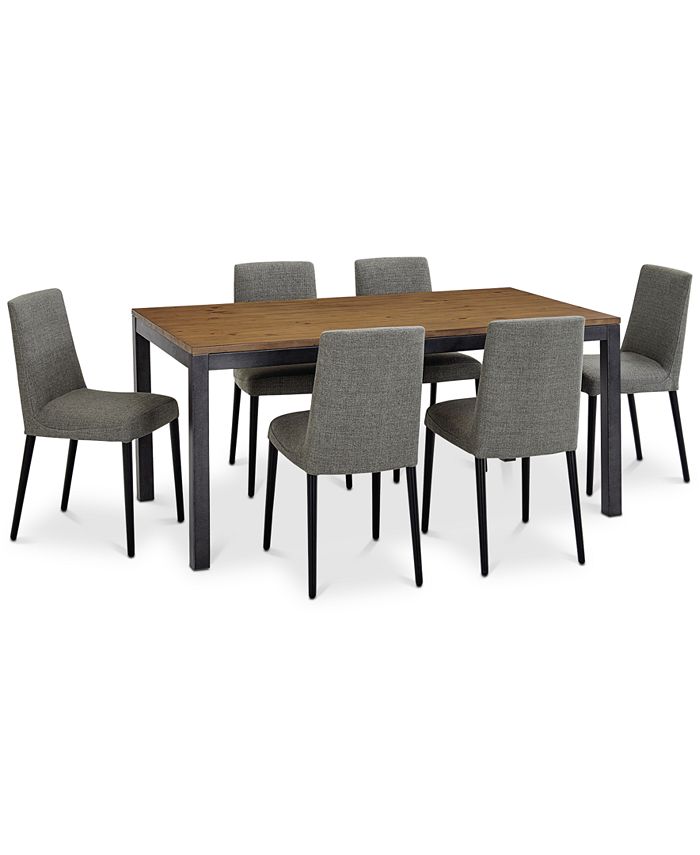 Furniture Gatlin Dining Furniture, 7Pc. Set (Dining Table & 6 Charcoal Dining Chairs), Created