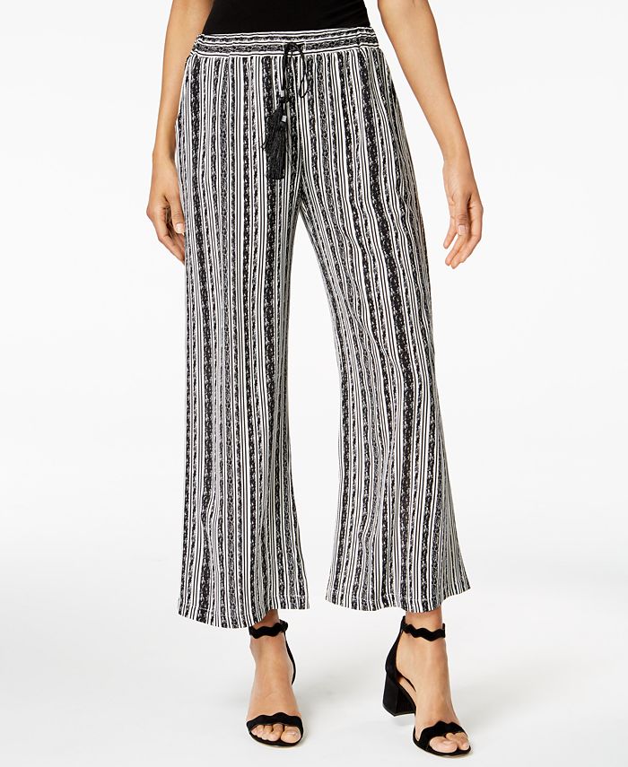 NY Collection Petite Striped Pull-On Pants - Macy's