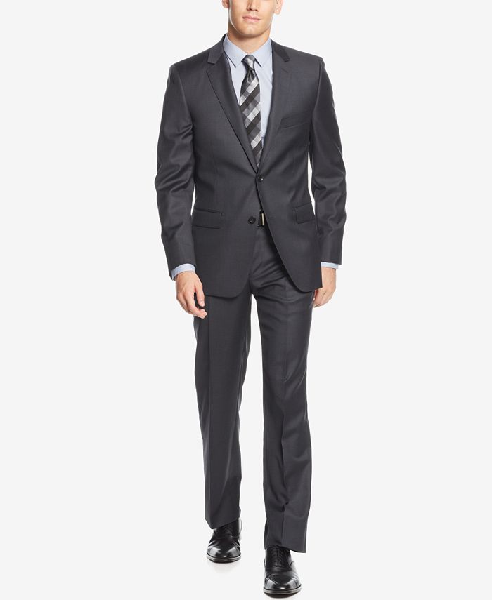 DKNY Charcoal Solid Extra-Slim-Fit Suit & Reviews - Suits & Tuxedos ...