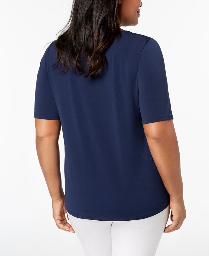 JM Collection Plus Size Cutout-Neck Top, Created for Macy's - Macy's