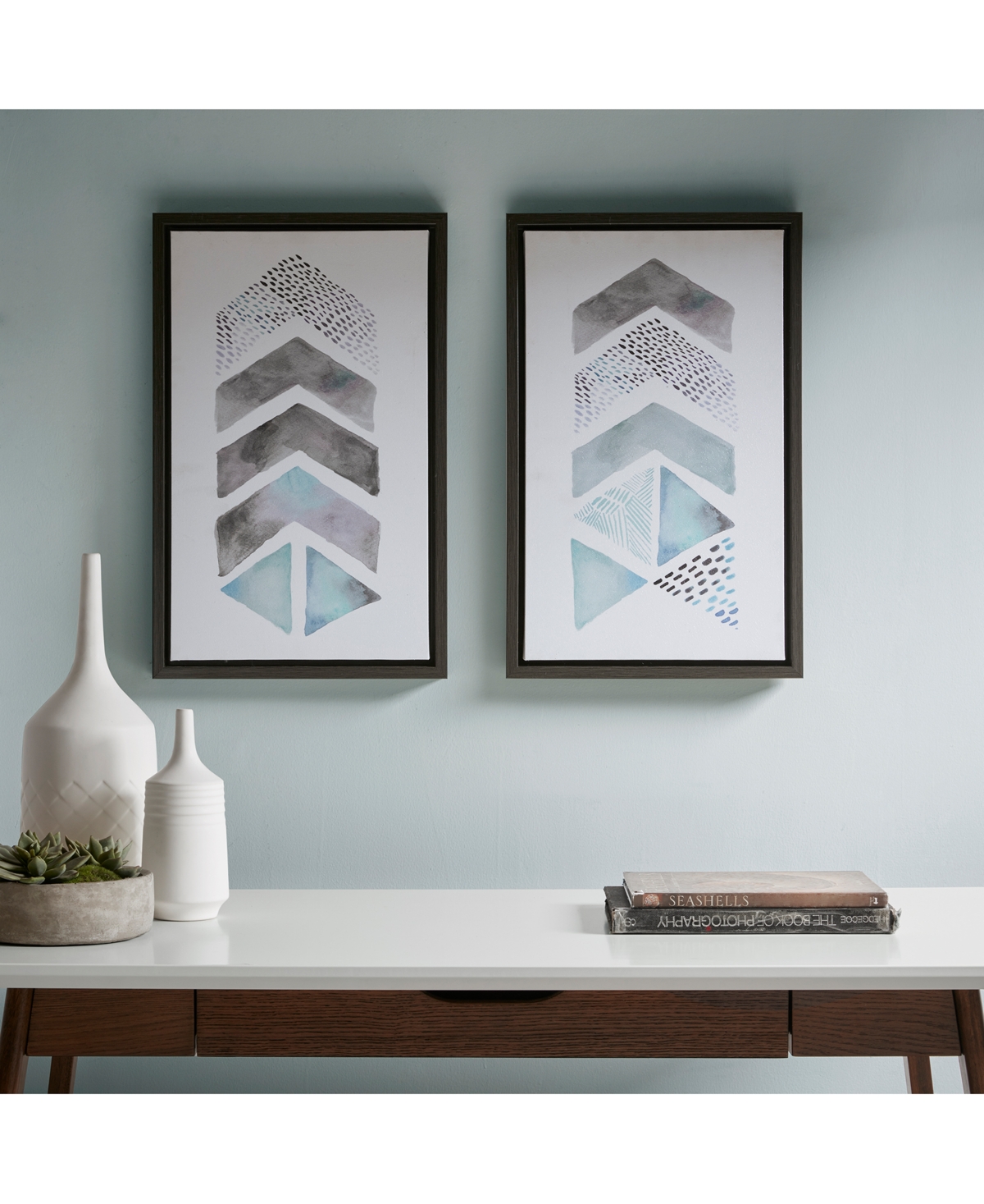 Shop Jla Home Urban Habitat This And That Way 2-pc. Framed Gel-coated Canvas Print Set In Blue,grey
