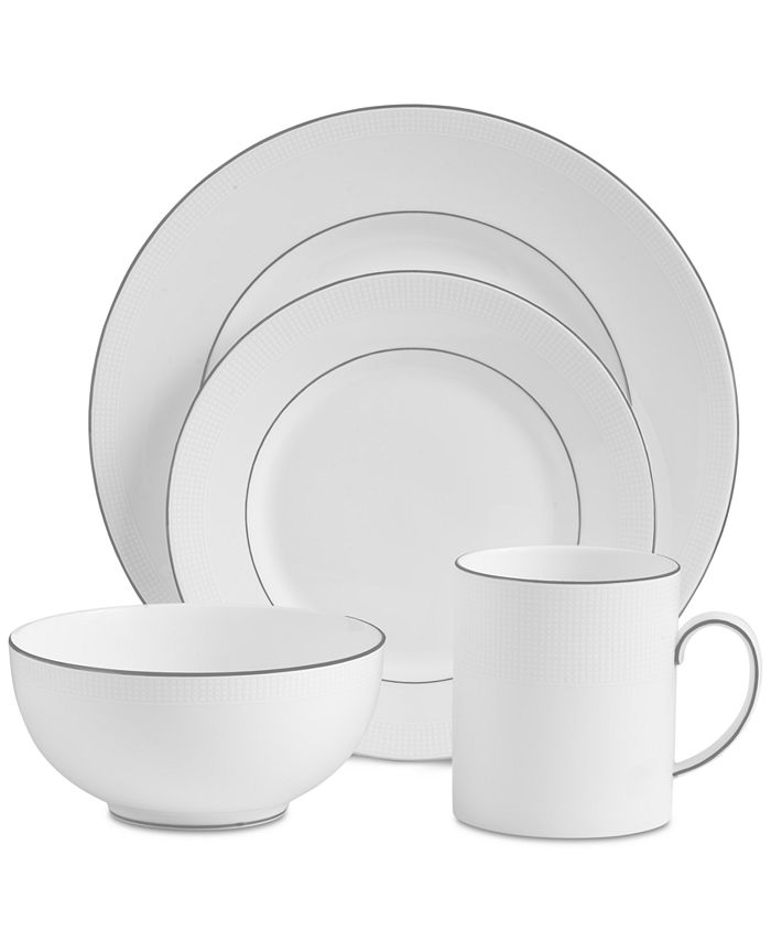4 Vera Wang Blanc Sur Blanc Wedgwood Bone China Dinner Plates 10 3/4" 