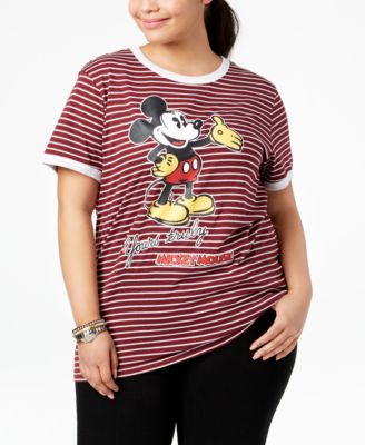 Disney - Plus Size Striped Mickey Mouse T-Shirt